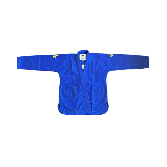 Blue Gi with Yellow-Gold Logos